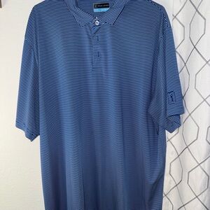 PGA Tour Navy and White Striped Polo Shirt